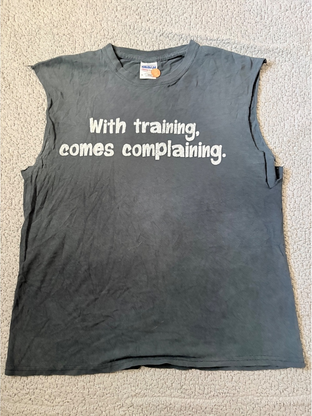 Gray sleeveless Soccer Girl Problems graphic shirt